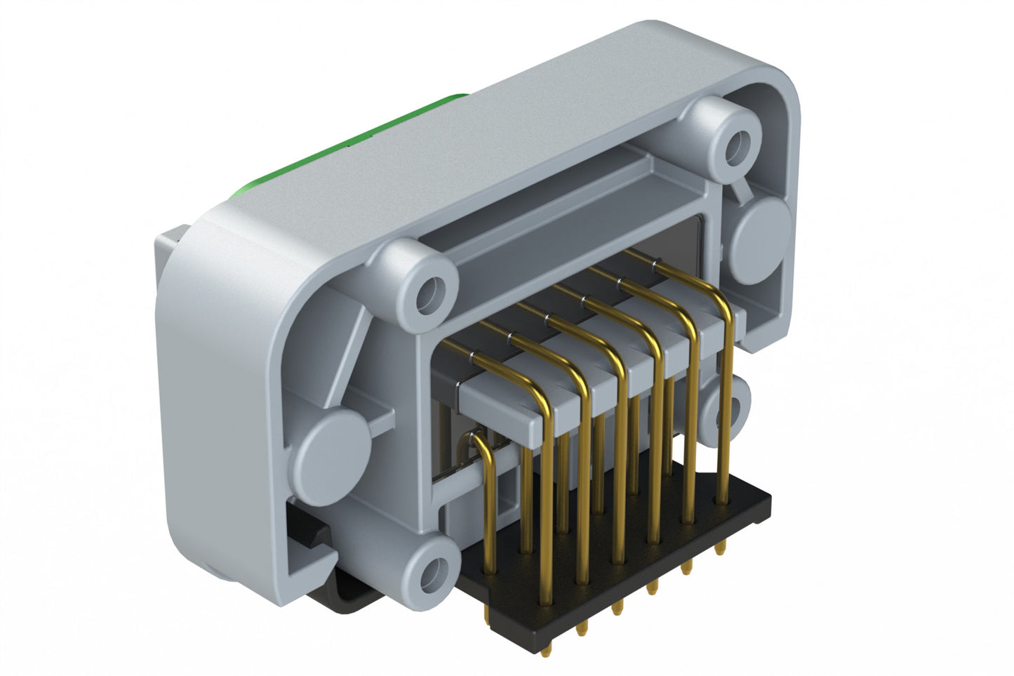 ATM13-12PC-BM02 12 Position Right Angle Flange Mount PCB Receptacle, Potted, Grey, Gold Plated Contacts Included. Keyed C