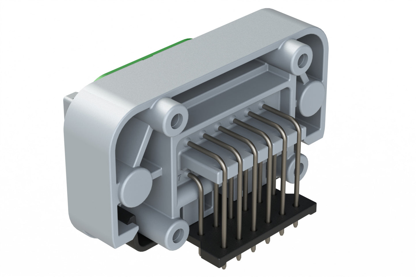 ATM13-12PC-BM03 12 Position Right Angle Flange Mount PCB Receptacle, Grey, Tin Plated Contacts Included. Keyed C. DTM13-12PC