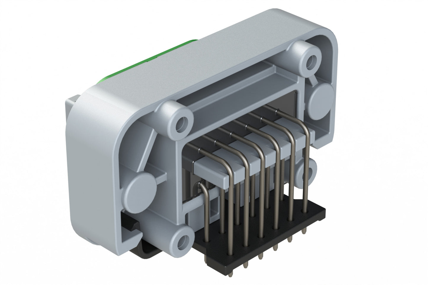 ATM13-12PC-BM04 12 Position Right Angle Flange Mount PCB Receptacle, Potted, Grey, Tin Plated Contacts Included. Keyed C