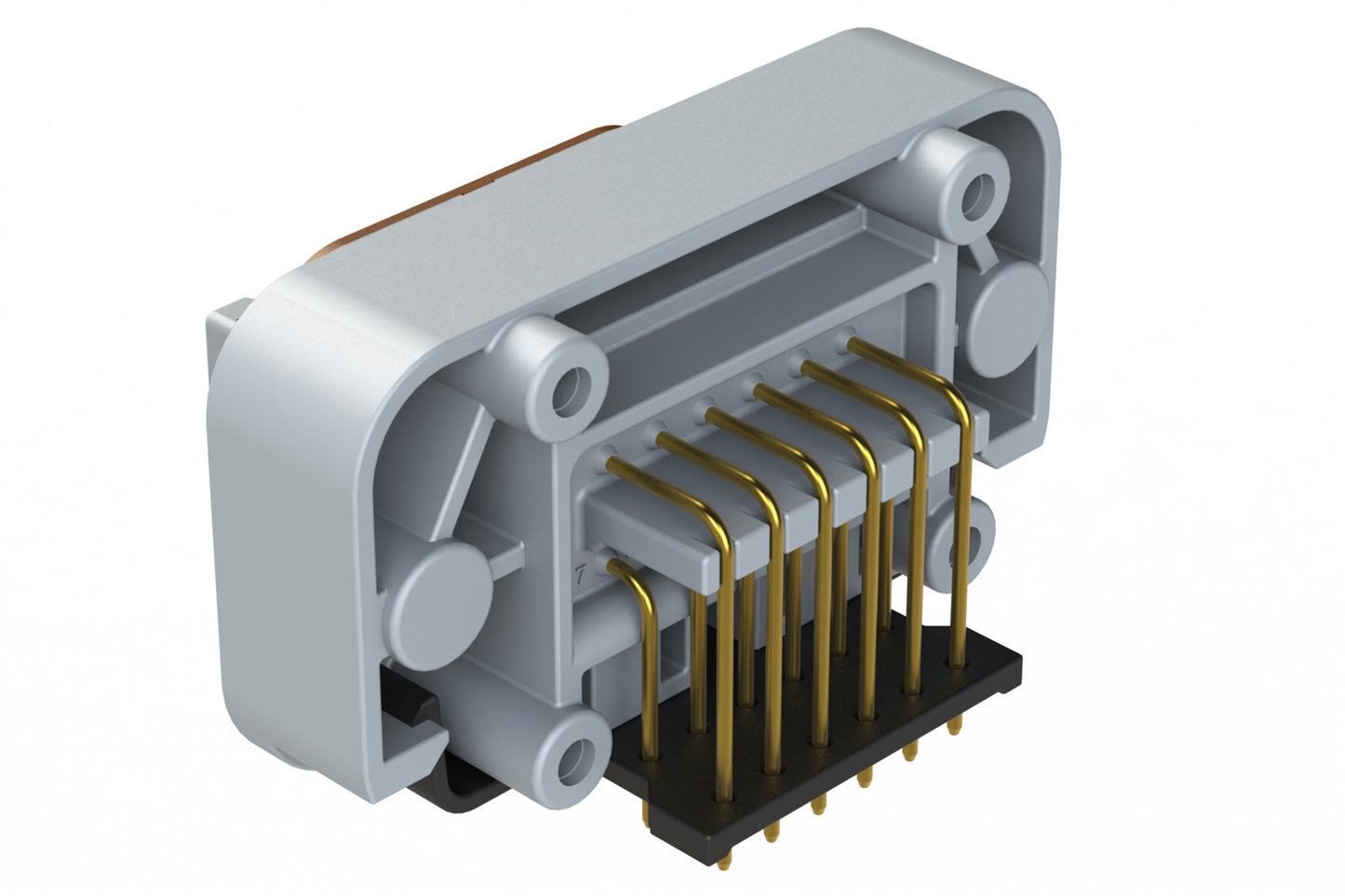 ATM13-12PD-BM01 12 Position Right Angle Flange Mount PCB Receptacle, Grey, Gold Plated Contacts Included. Keyed D. DTM13-12PD-G003