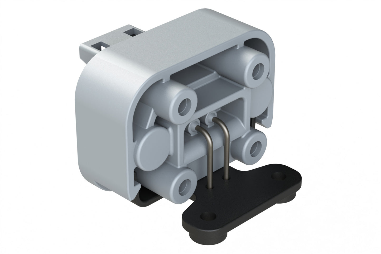 ATM13-2P-BM03 2 Position Right Angle Flange Mount PCB Receptacle, Grey, Tin Plated Contacts Included
