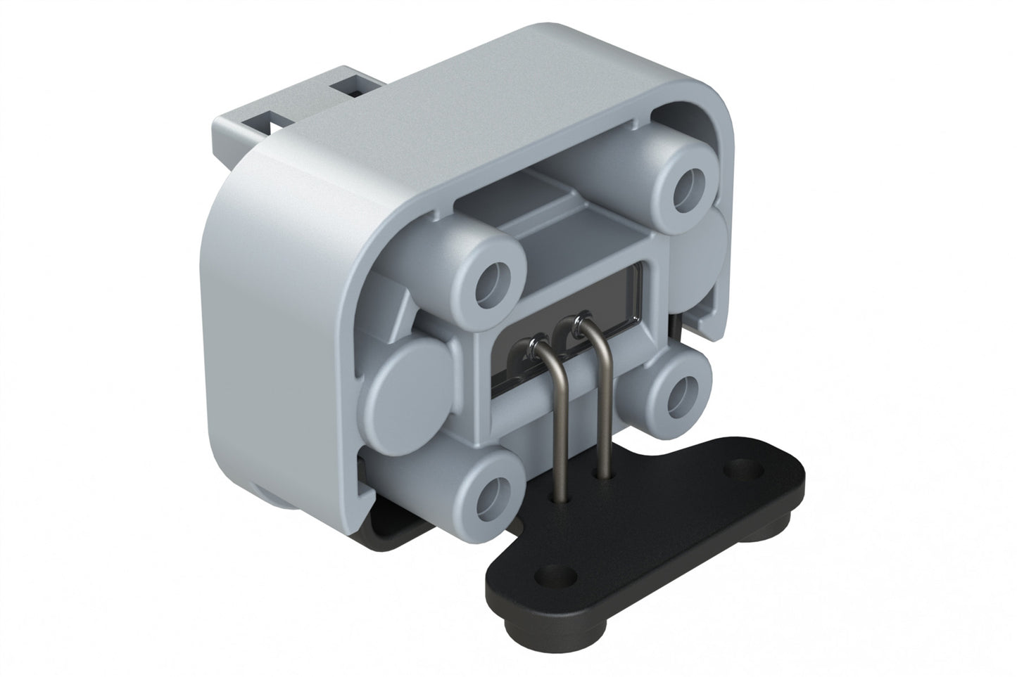 ATM13-2P-BM04 2 Position Right Angle Flange Mount PCB Receptacle, Potted, Grey, Tin Plated Contacts Included
