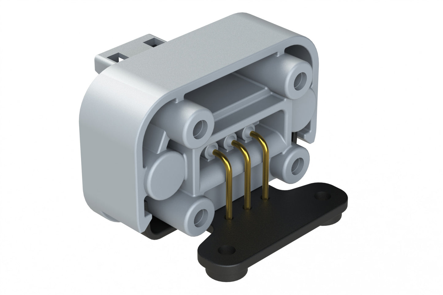 ATM13-3P-BM01 3 Position Right Angle Flange Mount PCB Receptacle, Grey, Gold Plated Contacts Included