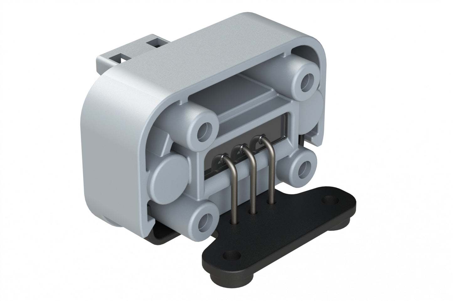 ATM13-3P-BM04 3 Position Right Angle Flange Mount PCB Receptacle, Potted, Grey, Tin Plated Contacts Included