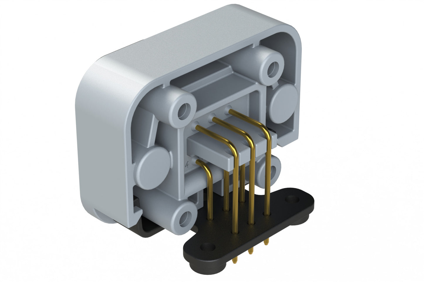 ATM13-6P-BM01 6 Position Right Angle Flange Mount PCB Receptacle, Grey, Gold Plated Contacts Included