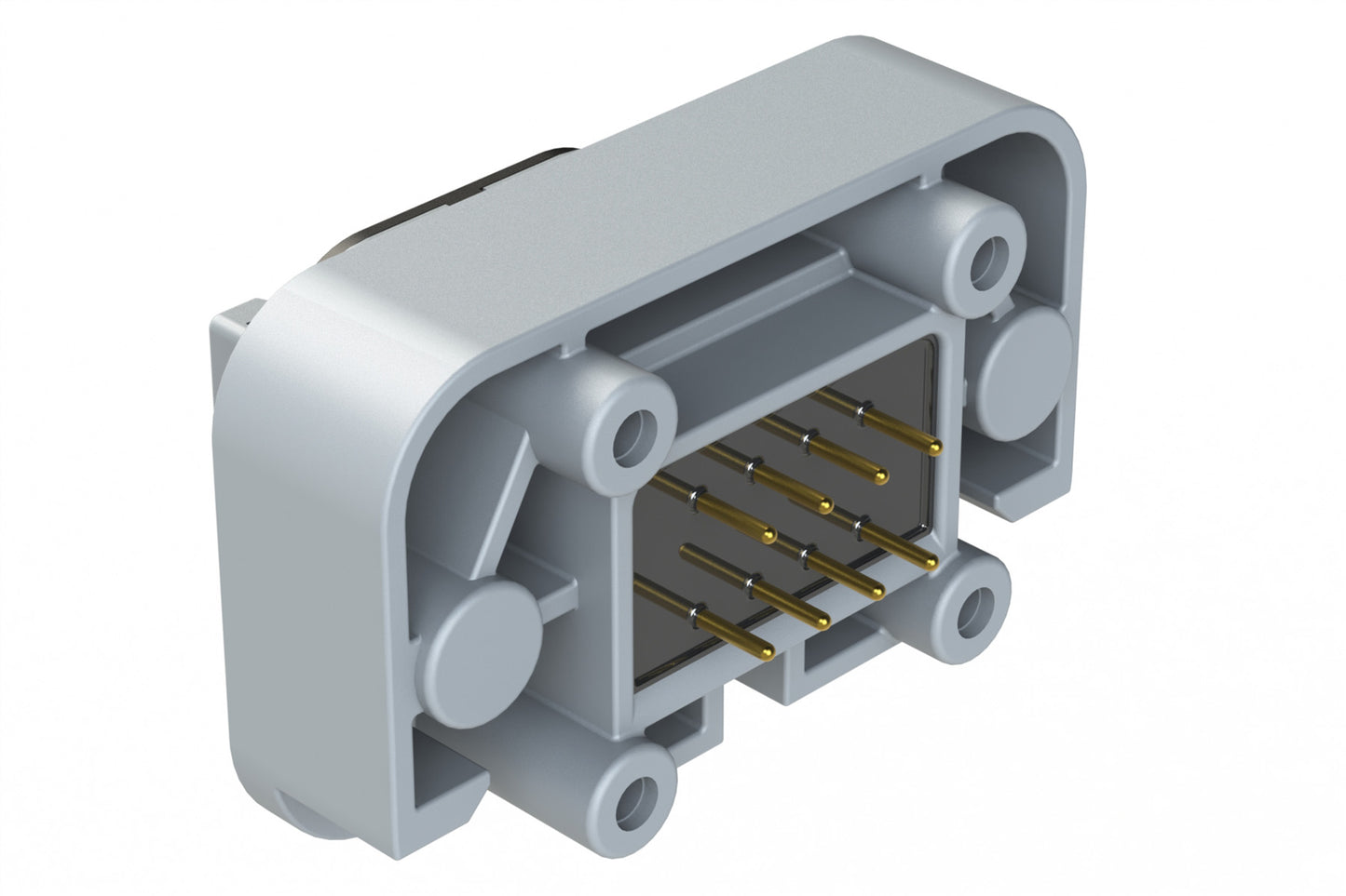 ATM15-08PB-BM02 8 Position Flange Mount PCB Receptacle, Potted, Grey, Gold Plated Contacts Included. Keyed B