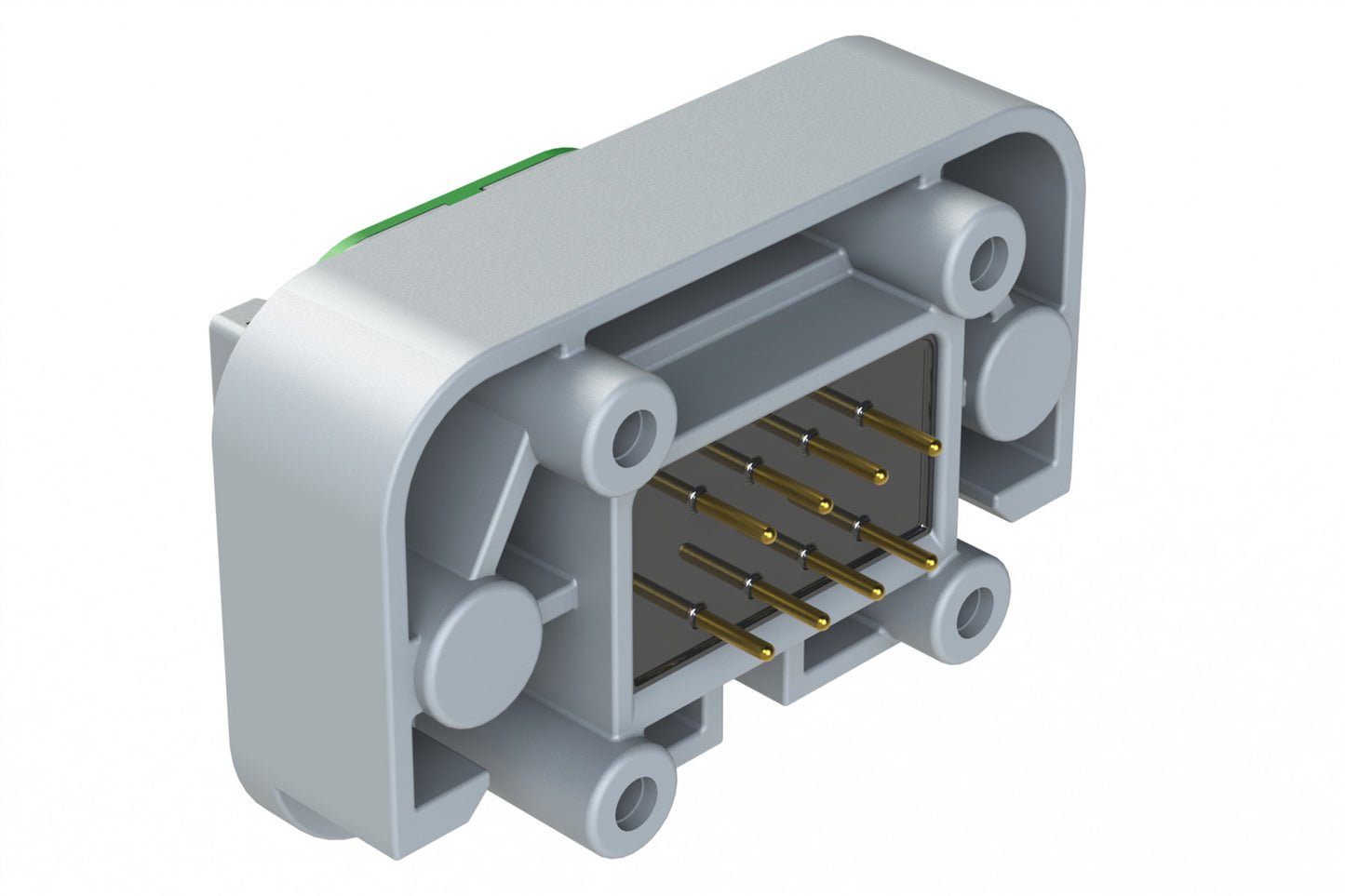 ATM15-08PC-BM02 8 Position Flange Mount PCB Receptacle, Potted, Grey, Gold Plated Contacts Included. Keyed C