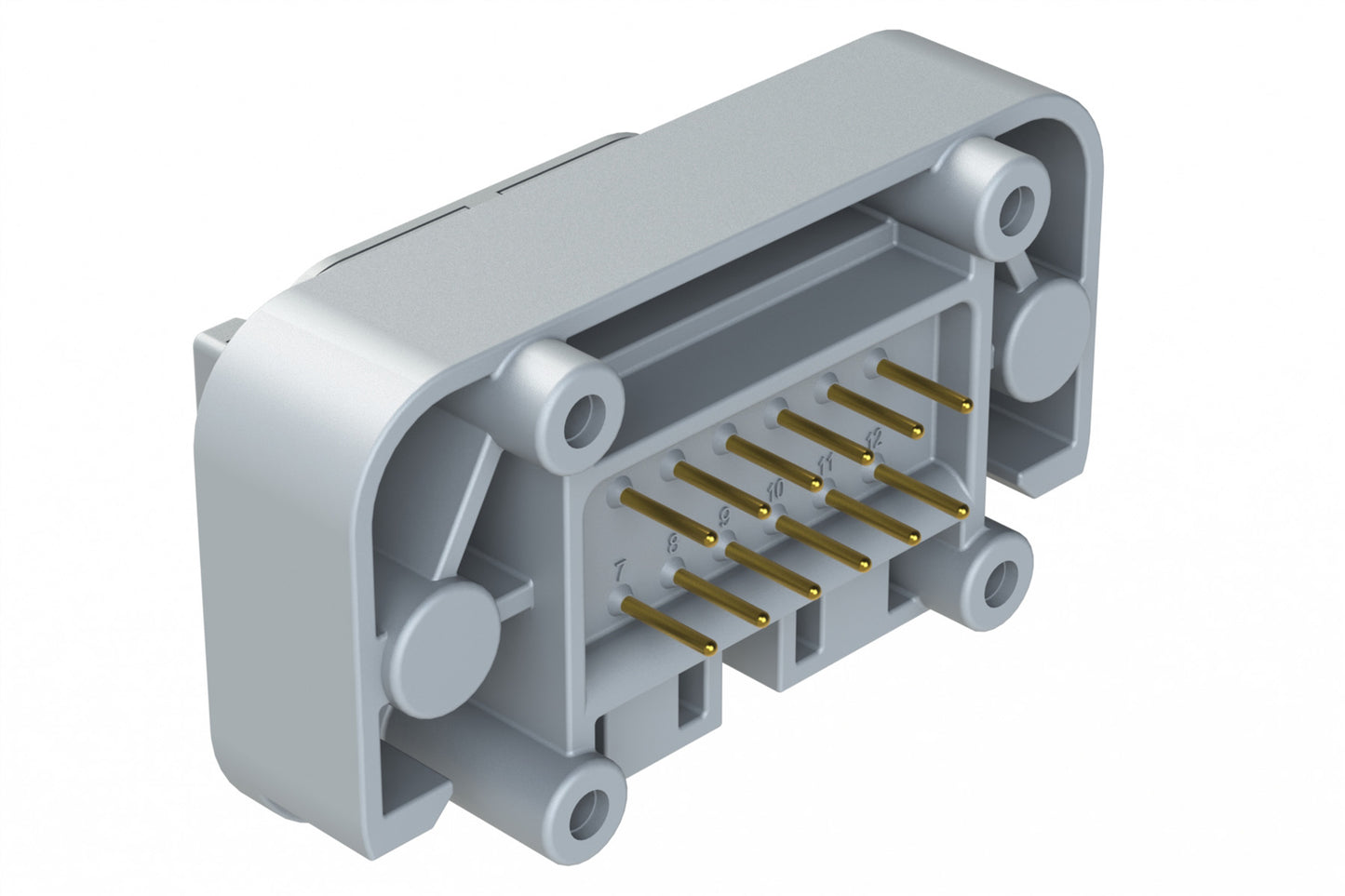 ATM15-12PA-BM01 12 Position Flange Mount PCB Receptacle, Grey, Gold Plated Contacts Included. Keyed A. DTM15-12PA-G003