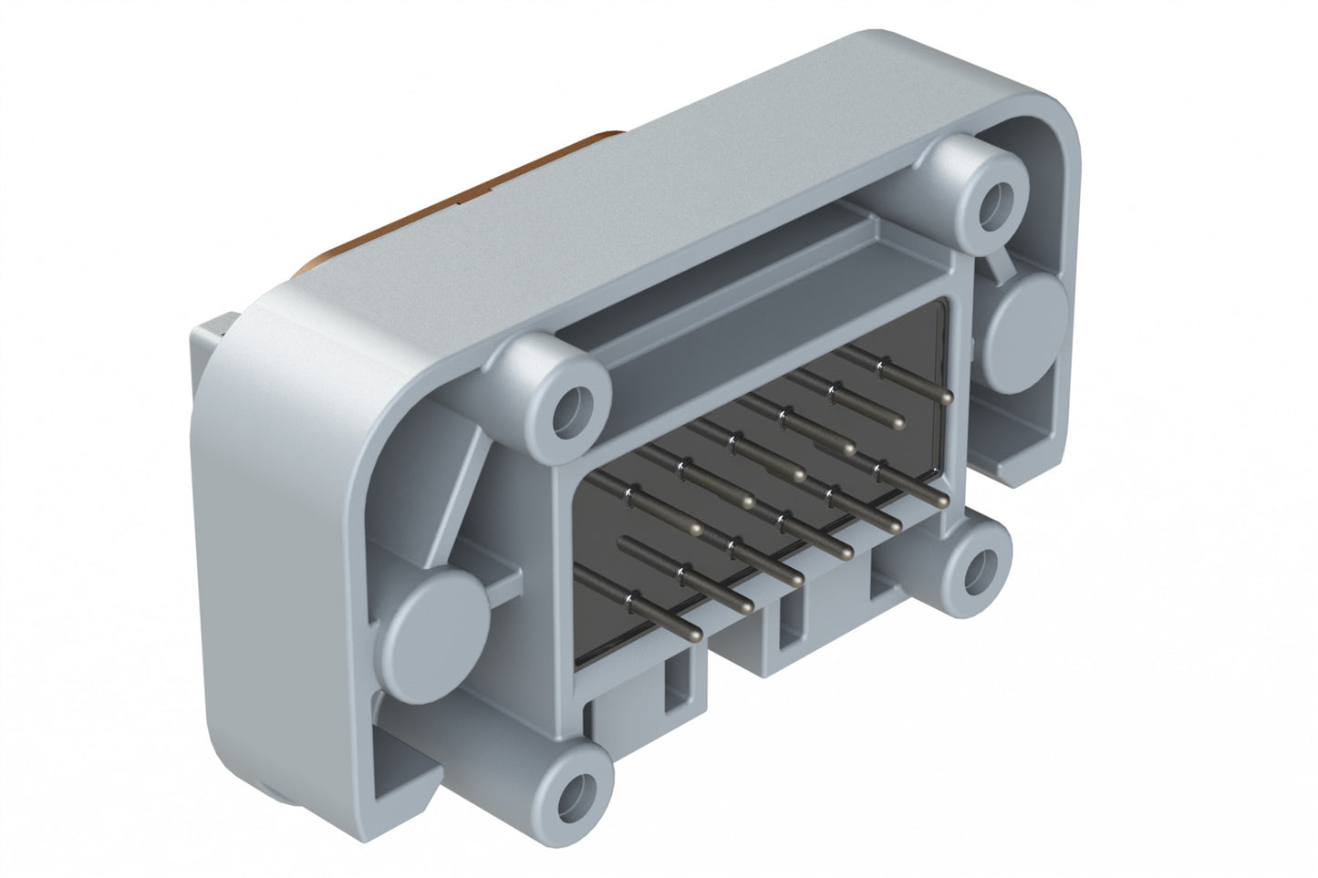 ATM15-12PD-BM04 12 Position Flange Mount PCB Receptacle, Potted, Grey, Tin Plated Contacts Included. Keyed D