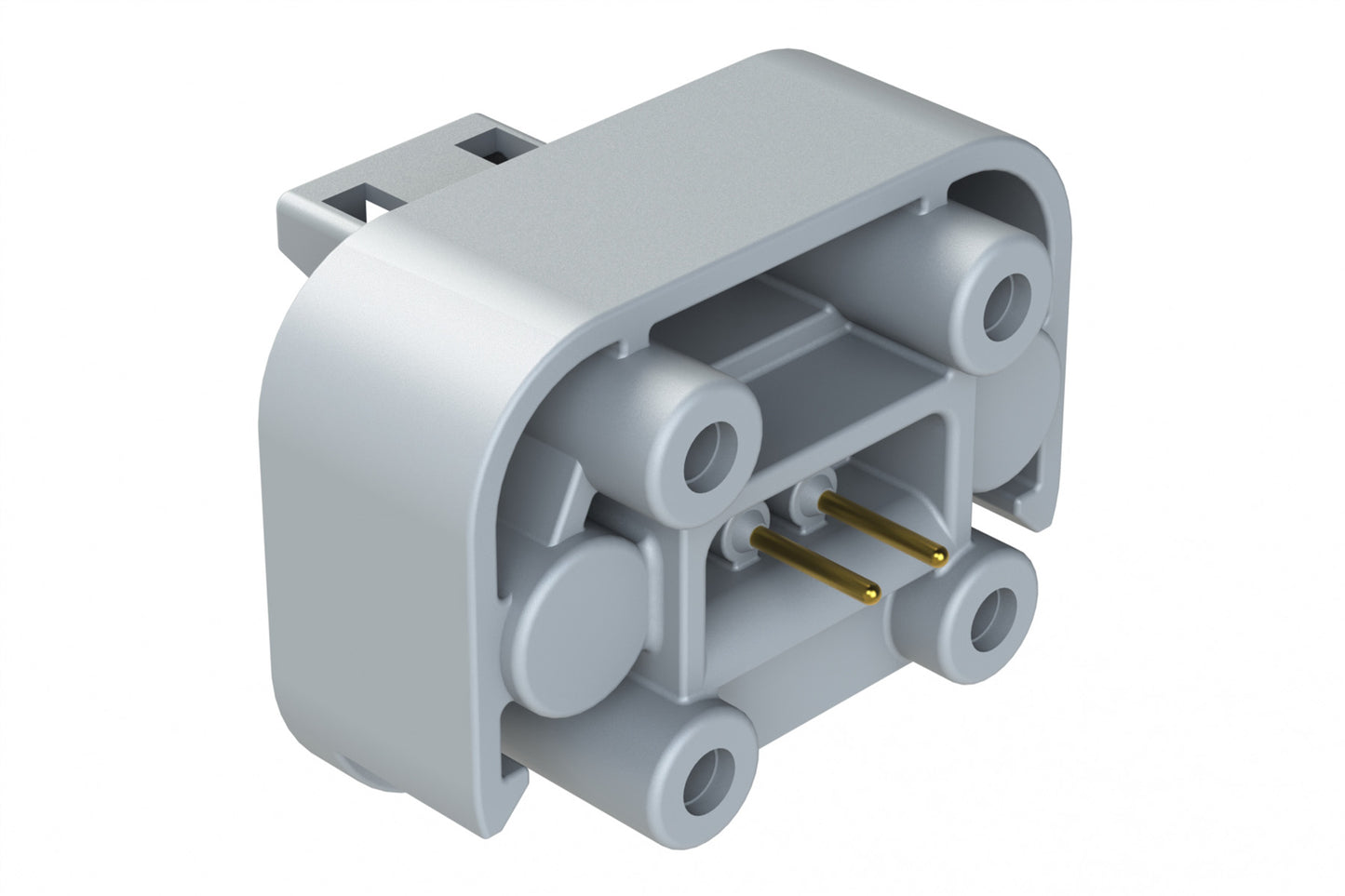 ATM15-2P-BM01 2 Position Flange Mount PCB Receptacle, Grey, Gold Plated Contacts Included