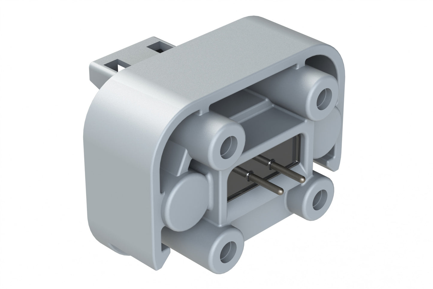 ATM15-2P-BM04 2 Position Flange Mount PCB Receptacle, Potted, Grey, Tin Plated Contacts Included