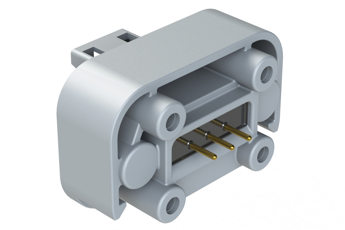 ATM15-3P-BM02 3 Position Flange Mount PCB Receptacle, Potted, Grey, Gold Plated Contacts Included