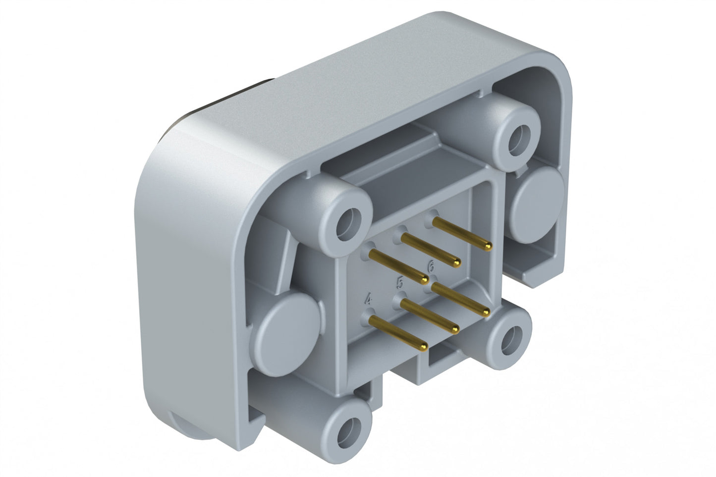 ATM15-6P-BM01 6 Position Flange Mount PCB Receptacle, Grey, Gold Plated Contacts Included
