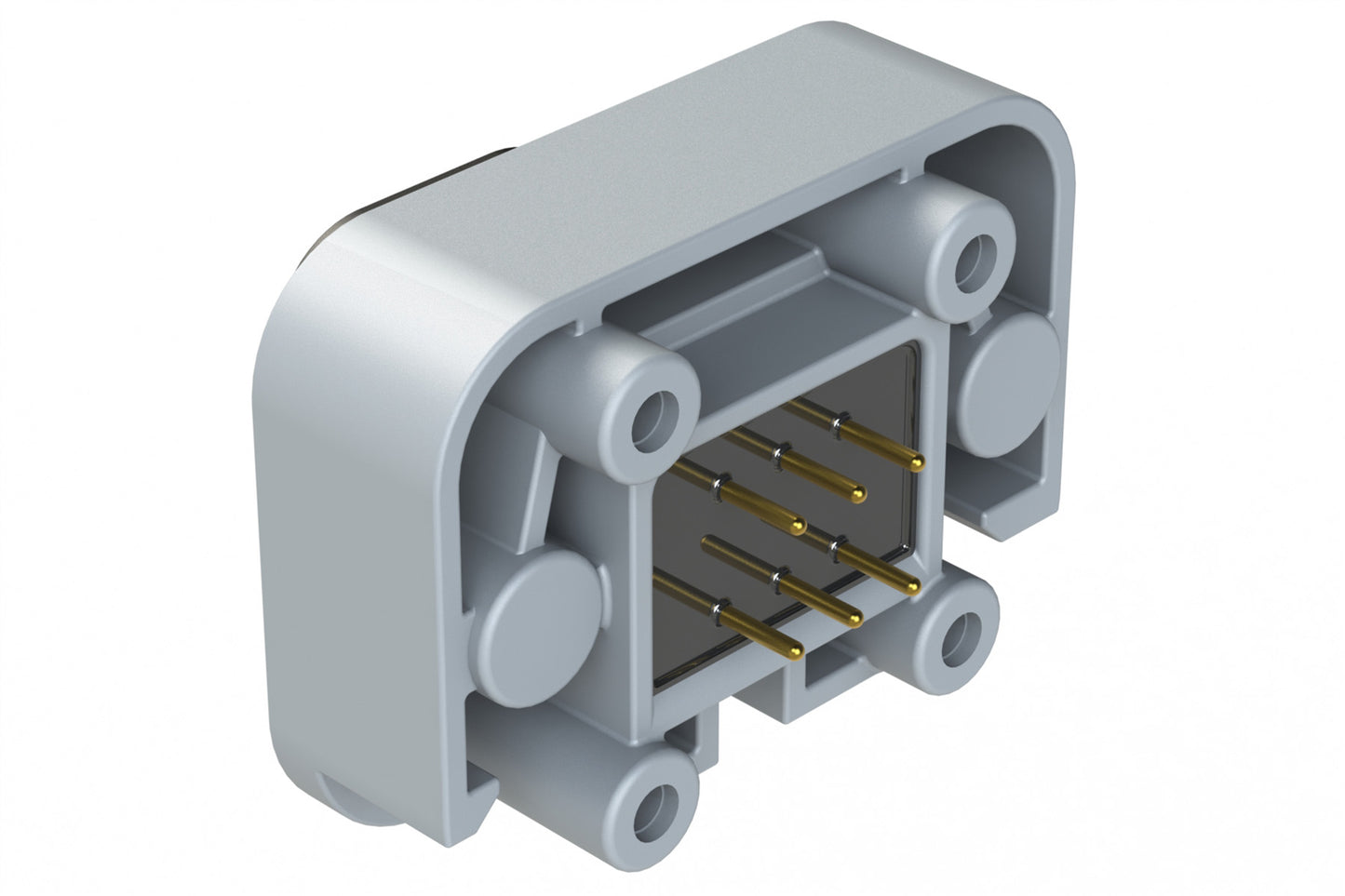 ATM15-6P-BM02 6 Position Flange Mount PCB Receptacle, Potted, Grey, Gold Plated Contacts Included