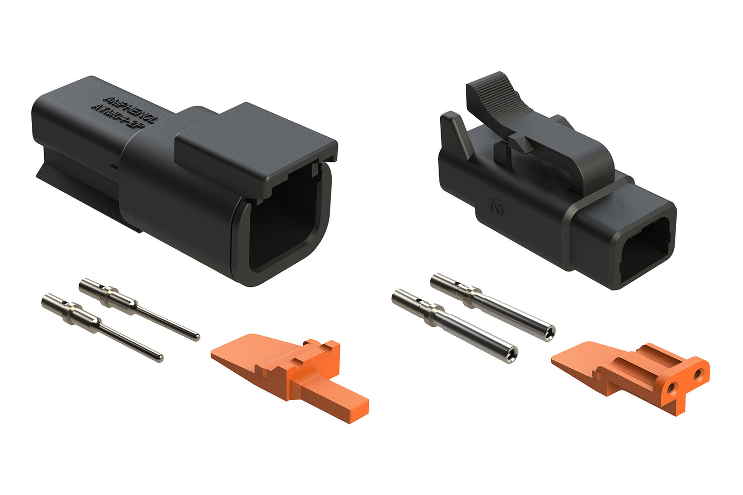 ATM2PSBLK-CKIT 2-Way Pin and Socket Plug, Receptacle, Wedge and Contacts Kit, Black