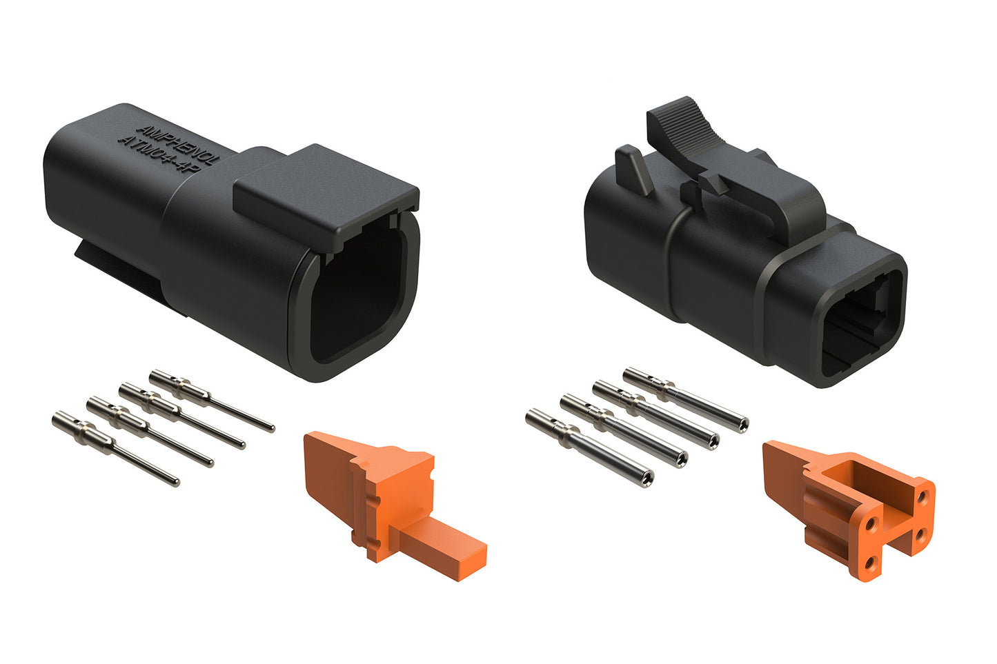 ATM4PSBLK-CKIT 4 Pin and Socket, Plug, Receptacle, Wedge and Contacts Kit, Black