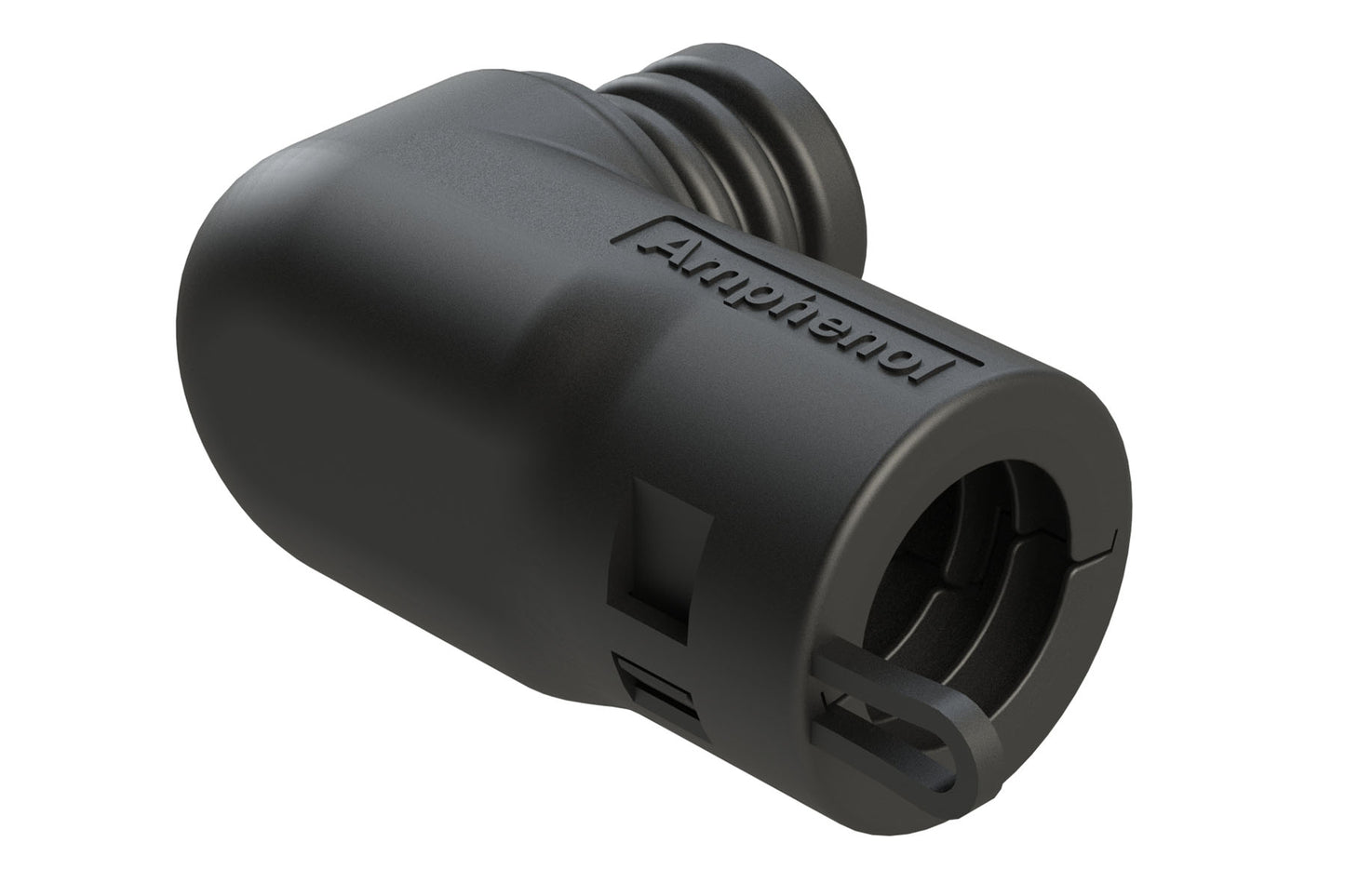 ATMBS-016-0005 90° Backshell Adapter for 2, 3, 4 position ATM Connectors, Black. 1028-016-0005