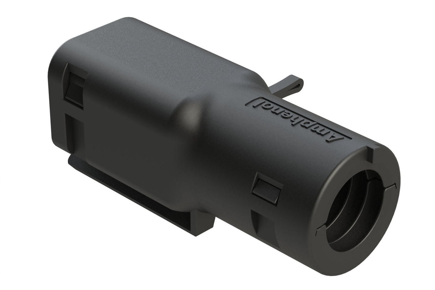 ATMBS-021-0205 2 Position Backshell, fits ATM04-2P* & ATMH04-2P* Receptacles, Internal Strain Relief, Enhanced Dovetail for Mounting Clips, Black. 1028-021-0205