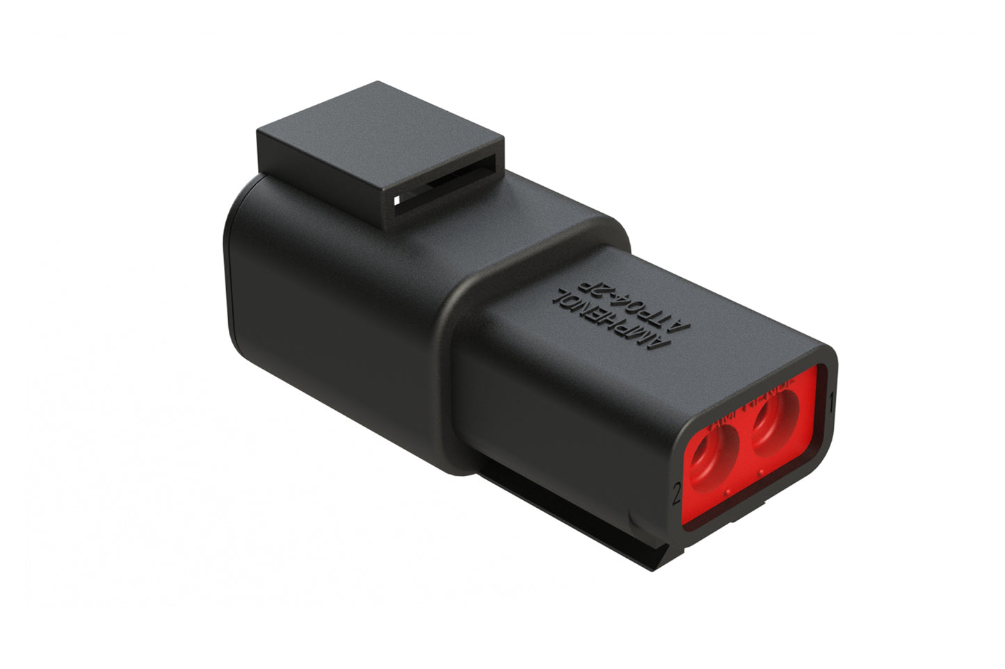 ATP04-2P-BLK 2-Way Receptacle, Male Connector, Black. DTP04-2P-E004