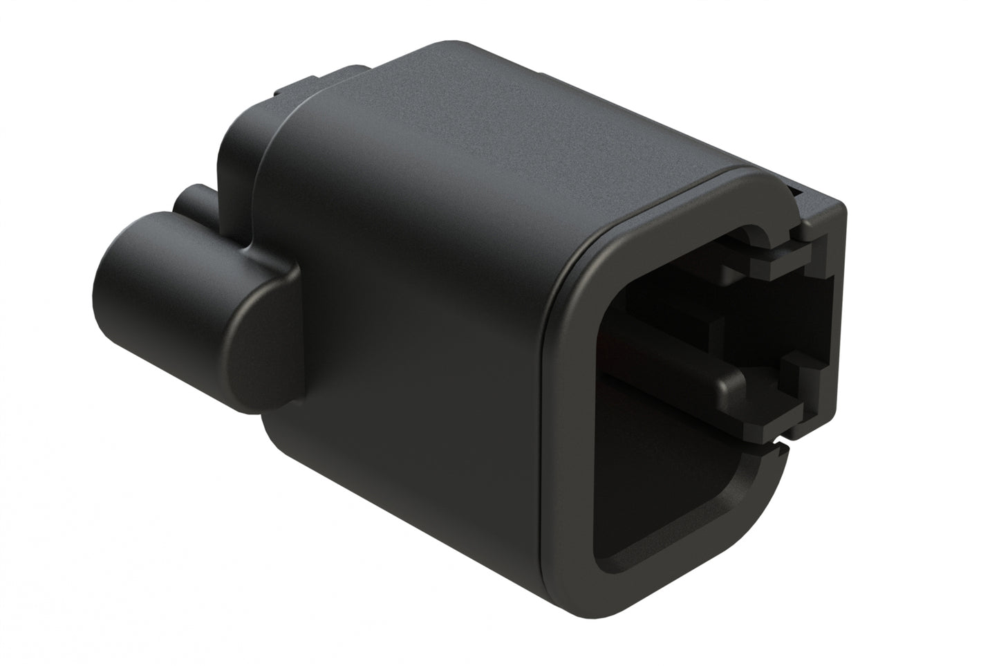 ATP04-2P-BM12 2 Position, Straight PCB Receptacle, Pin, Board Mount, Self-Threading, Gold Plated Contacts, Potting, Black