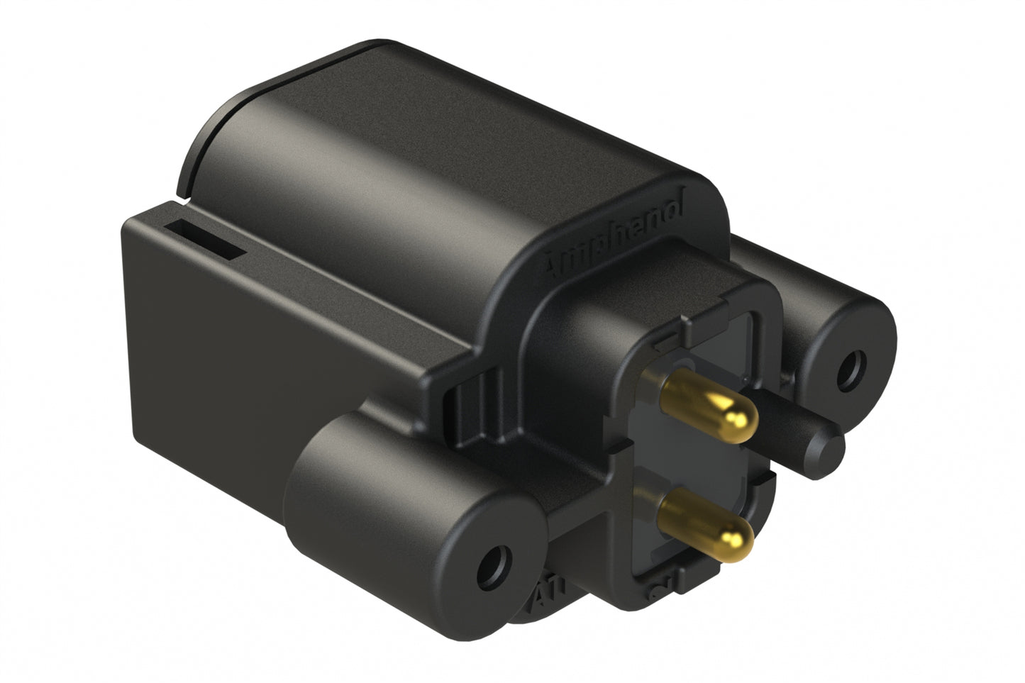 ATP04-2P-BM12 2 Position, Straight PCB Receptacle, Pin, Board Mount, Self-Threading, Gold Plated Contacts, Potting, Black