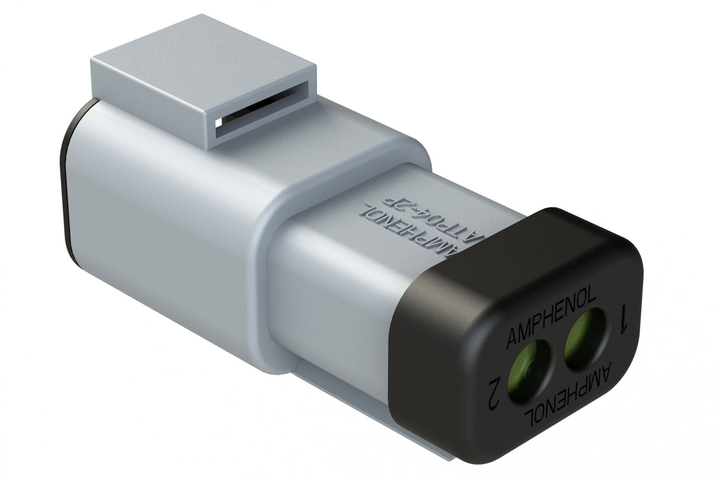 ATP04-2P-MM01 2 Position Receptacle, Male, Reduced Diameter Seal, End Cap, Grey. DTP04-2P-CE01