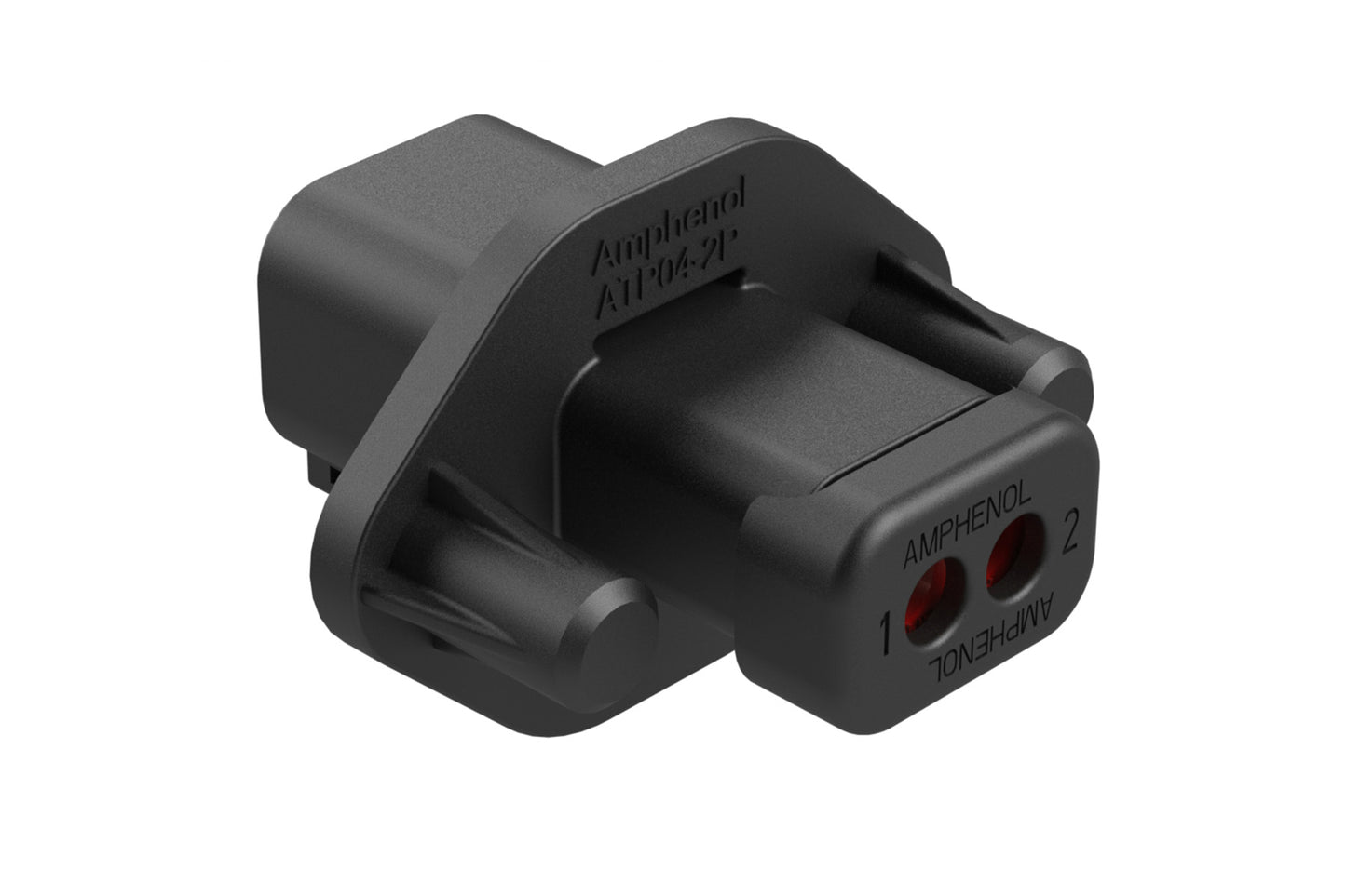 ATP04-2P-PM07GEC 2 Pin Receptacle, Screw Panel Mount, with Gasket, End Cap, Black