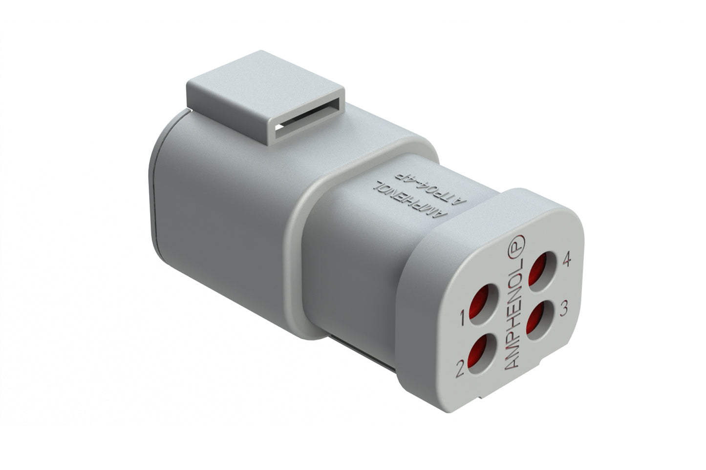 ATP04-4P-EC01 4-Way Receptacle, Male Connector with End Cap. DTP04-4P-E003