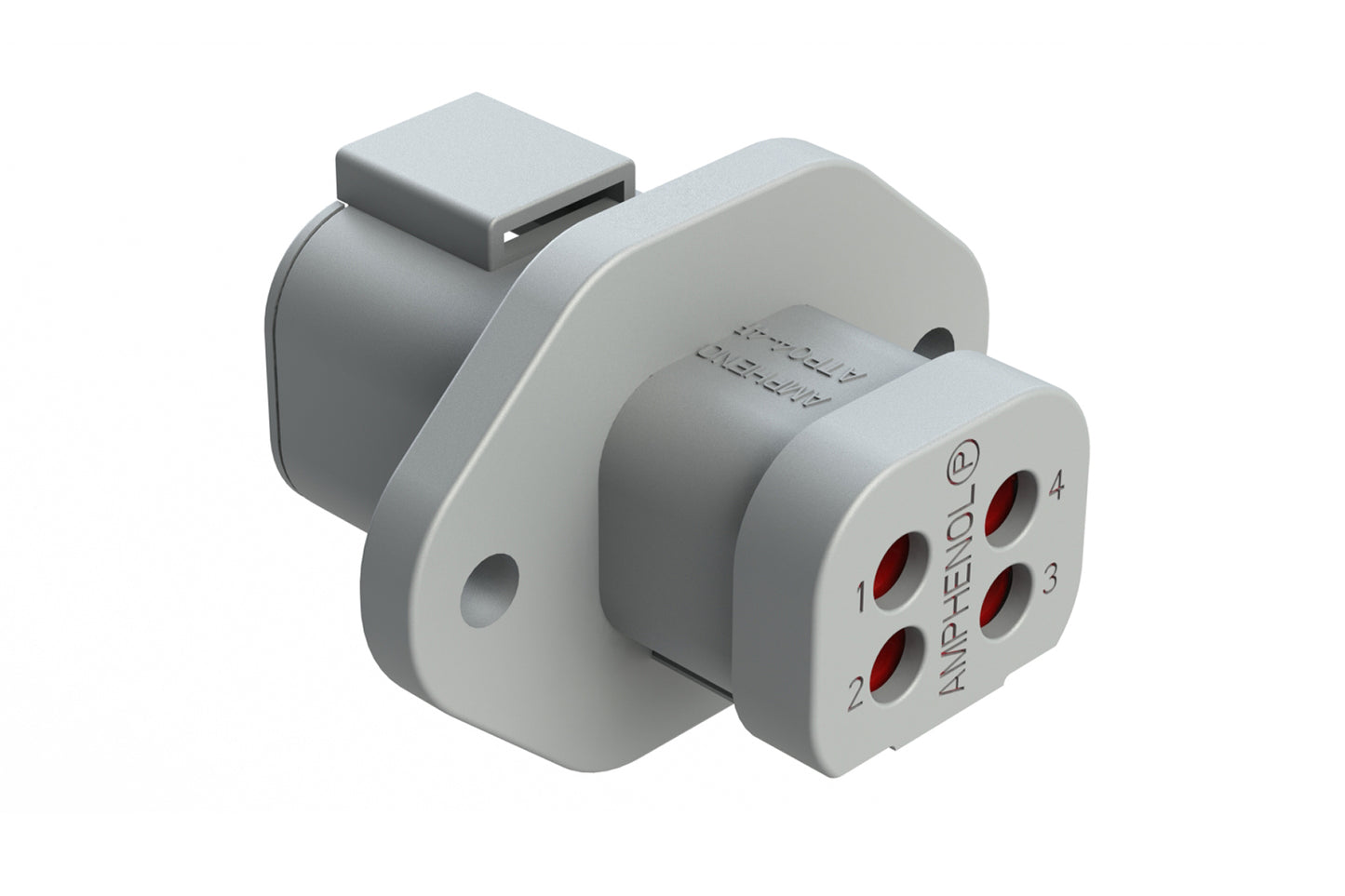 ATP04-4P-PM02 4-Way Receptacle, Male Flange with End Cap. DTP04-4P-LE07