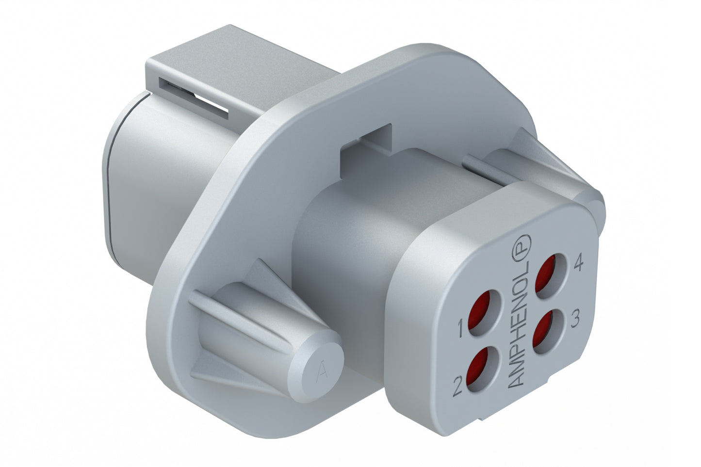 ATP04-4P-PM08GEC 4 Pin Receptacle, Screw Panel Mount, with Gasket, End Cap, Grey