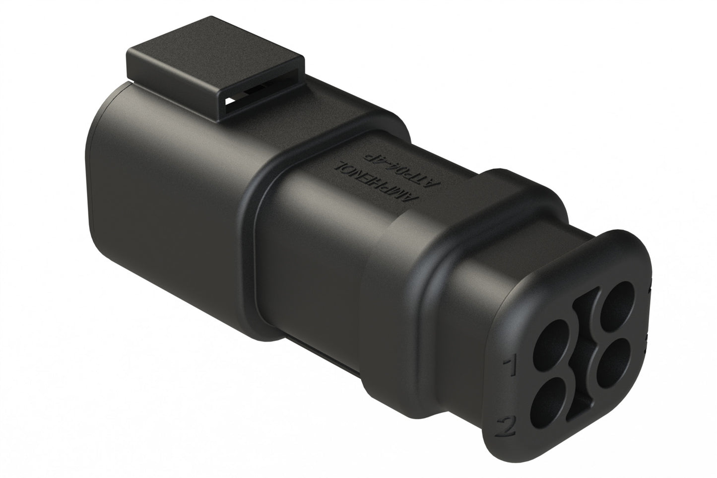 ATP04-4P-SR01BK 4 Position Receptacle, Pin, Strain Relief, Black