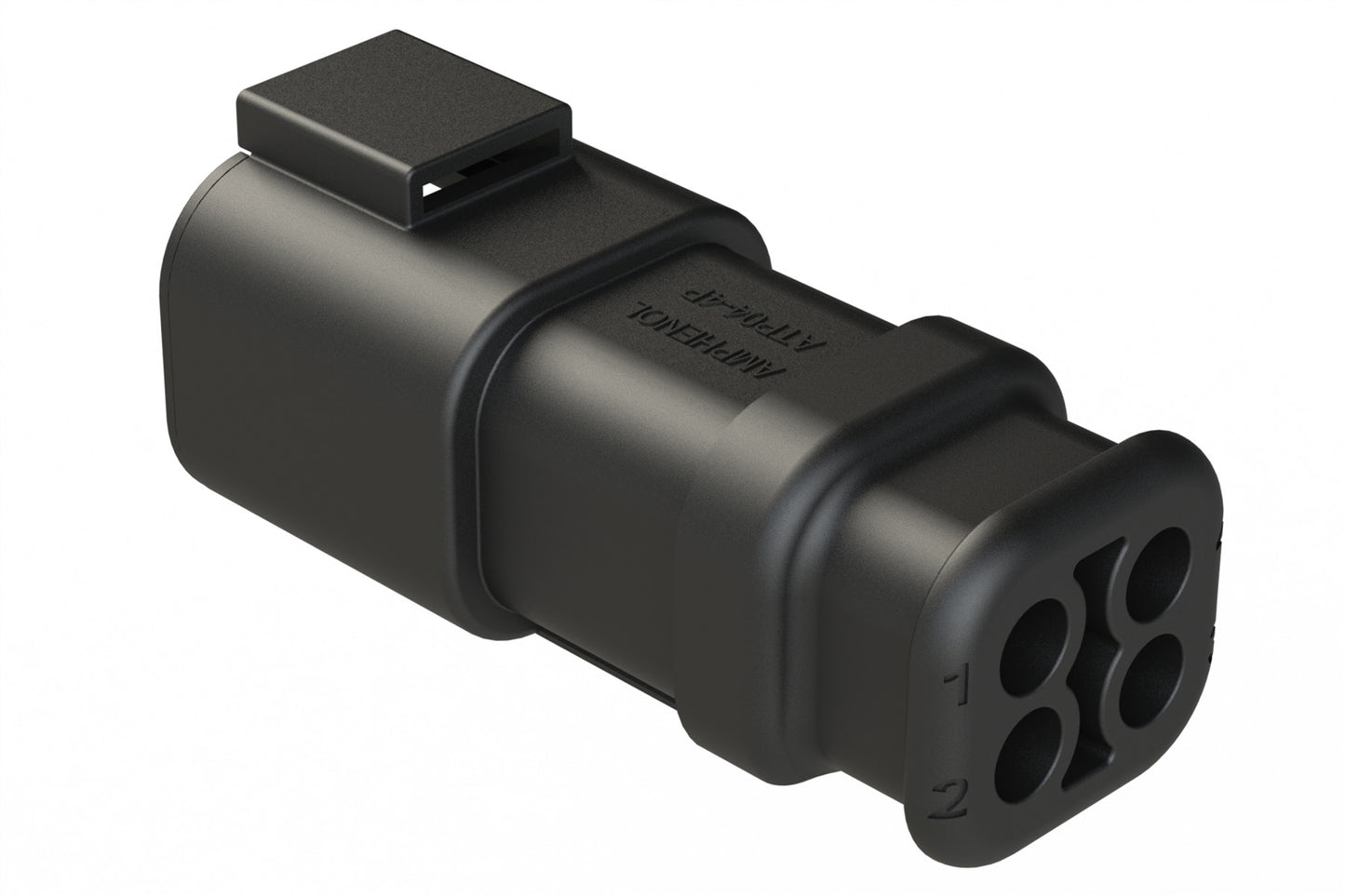 ATP04-4P-SR02BK 4 Position Receptacle, Pin, Reduced Diameter Rear Seal, Strain Relief, Black