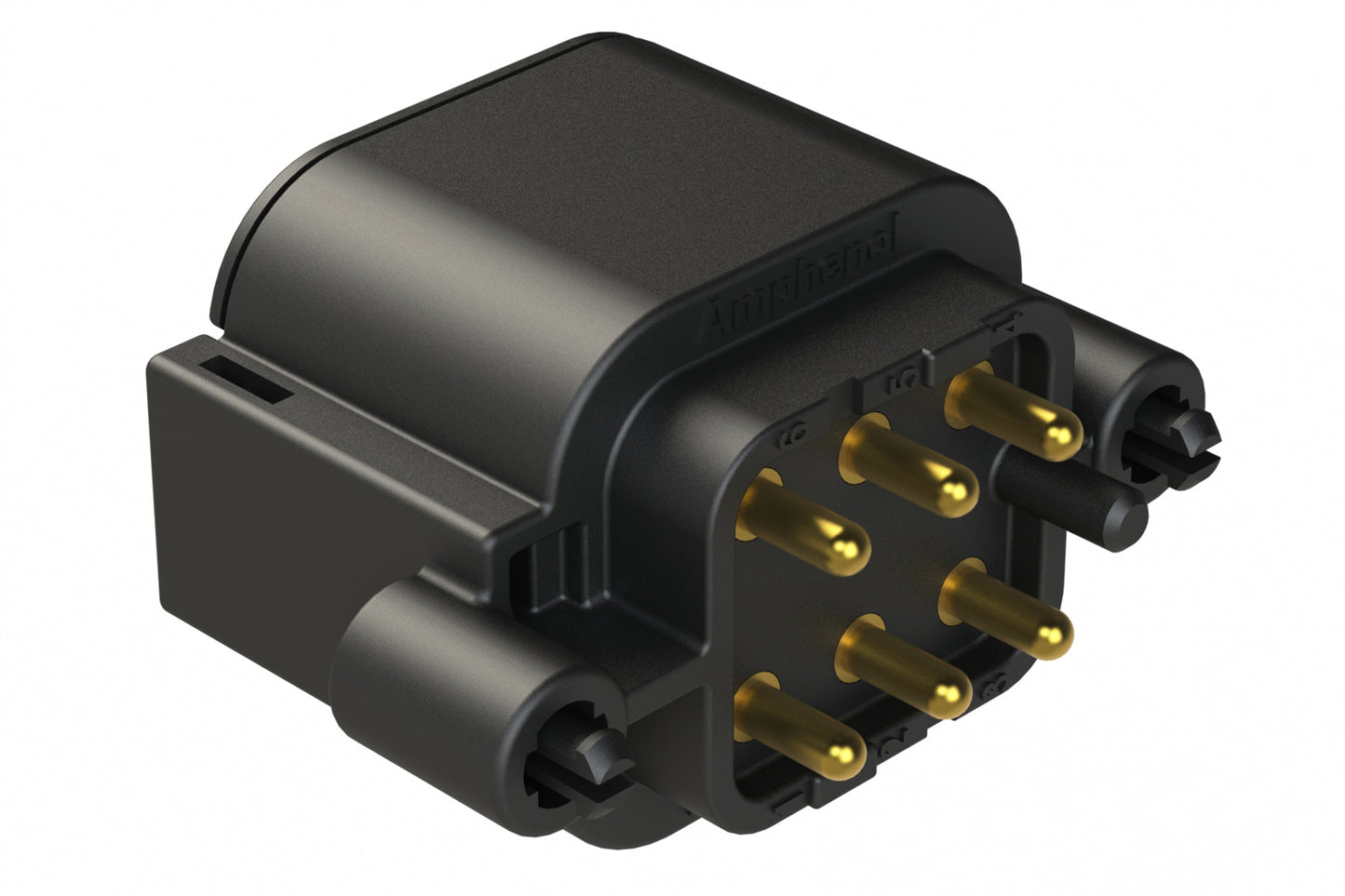 ATP04-6P-BM01 6 Position, Straight PCB Receptacle, Pin, Board Mount, Snap-Fit, Gold Contact Plated, No Potting, Black