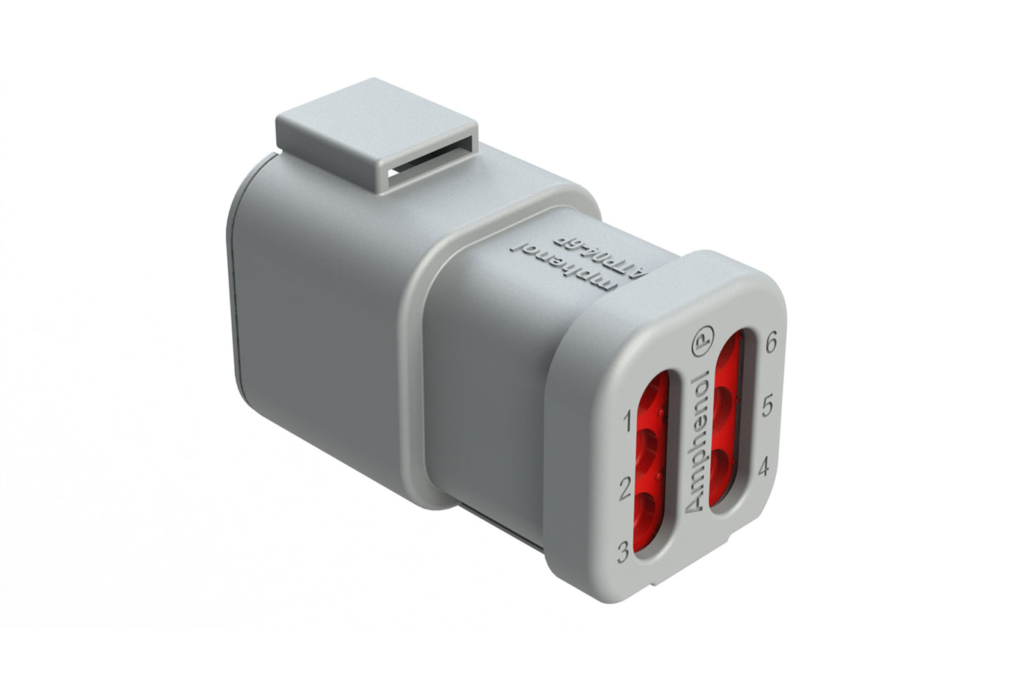 ATP04-6P-EC01 6 Position Receptacle, Male, with Endcap, Grey