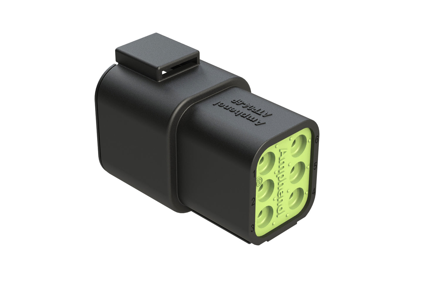 ATP04-6P-RD01BK 6 Position Receptacle, Male, with Reduced Diameter Seal, Black