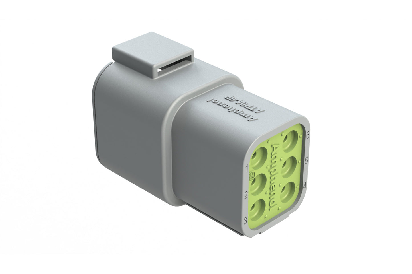 ATP04-6P-RD01 6 Position Receptacle, Male, with Reduced Diameter Seal, Grey