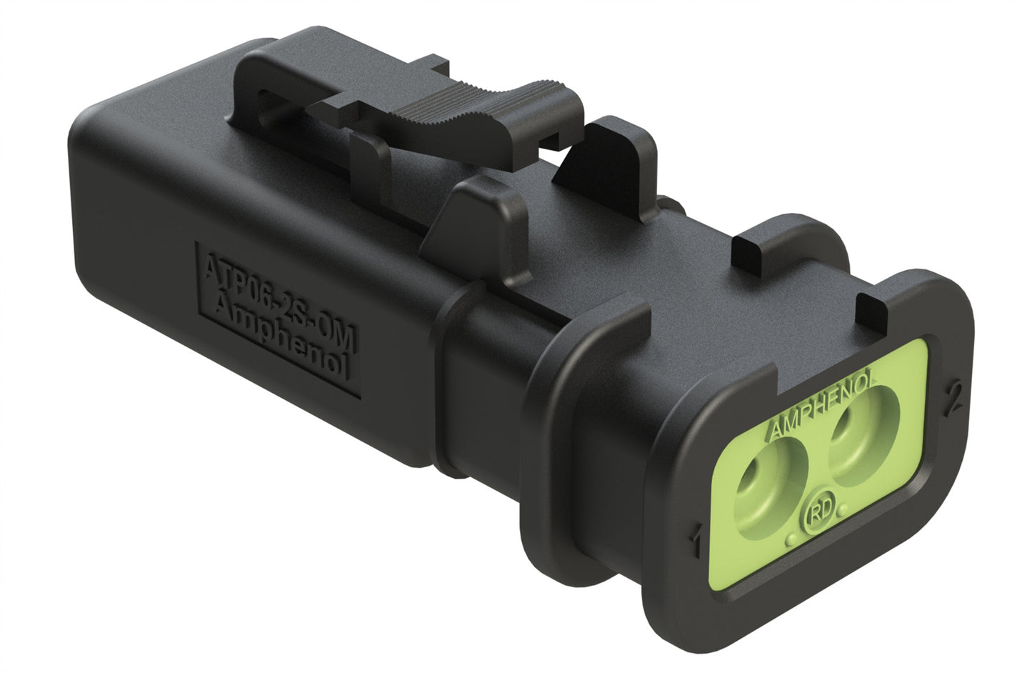 ATP06-2S-OMRDBLK 2 Position Plug, Socket, Overmold Compatible, Reduced Diameter Rear Seal, Black