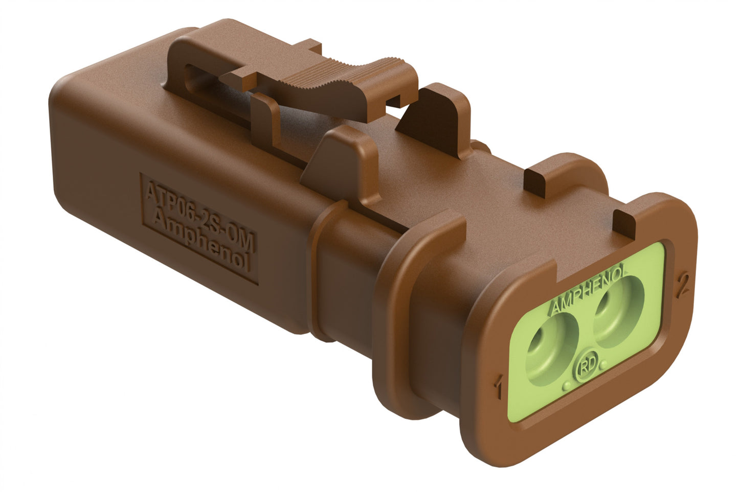 ATP06-2S-OMRDBRN 2 Position Plug, Socket, Overmold Compatible, Reduced Diameter Rear Seal, Brown