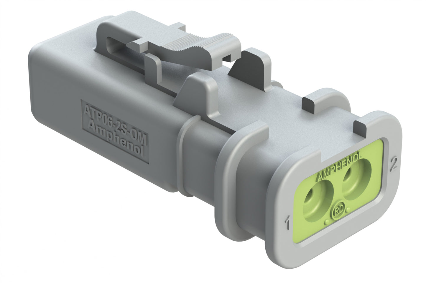 ATP06-2S-OMRDGRY 2 Position Plug, Socket, Overmold Compatible, Reduced Diameter Rear Seal, Grey