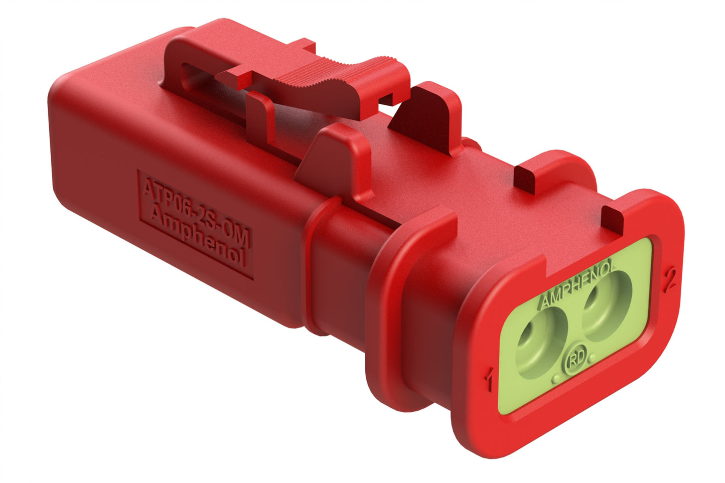 ATP06-2S-OMRDRED 2 Position Plug, Socket, Overmold Compatible, Reduced Diameter Rear Seal, Red