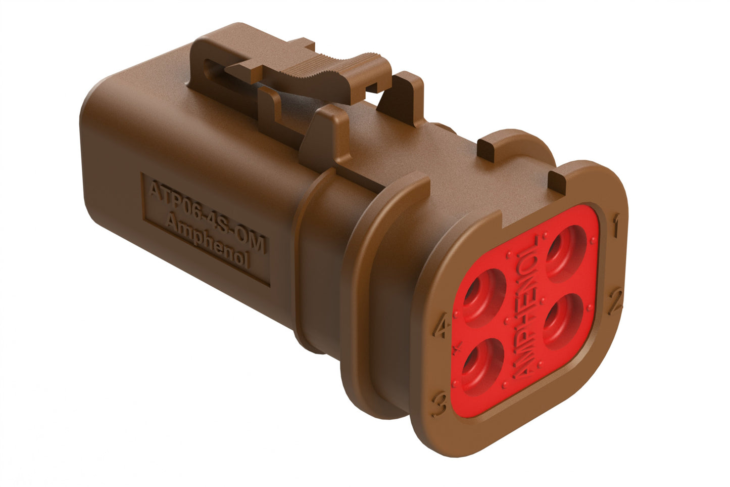 ATP06-4S-OMBRN 4 Position Plug, Socket, Overmold Compatible, Standard Diameter Rear Seal, Brown