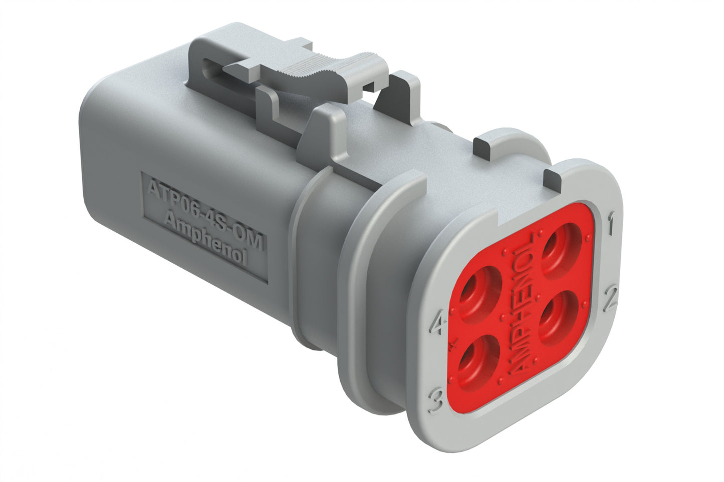 ATP06-4S-OMGRY 4 Position Plug, Socket, Overmold Compatible, Standard Diameter Rear Seal, Grey