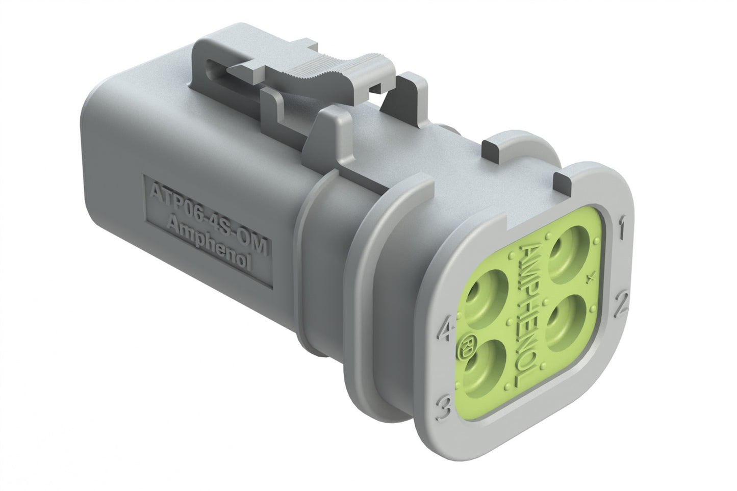ATP06-4S-OMRDGRY 4 Position Plug, Socket, Overmold Compatible, Reduced Diameter Rear Seal, Grey