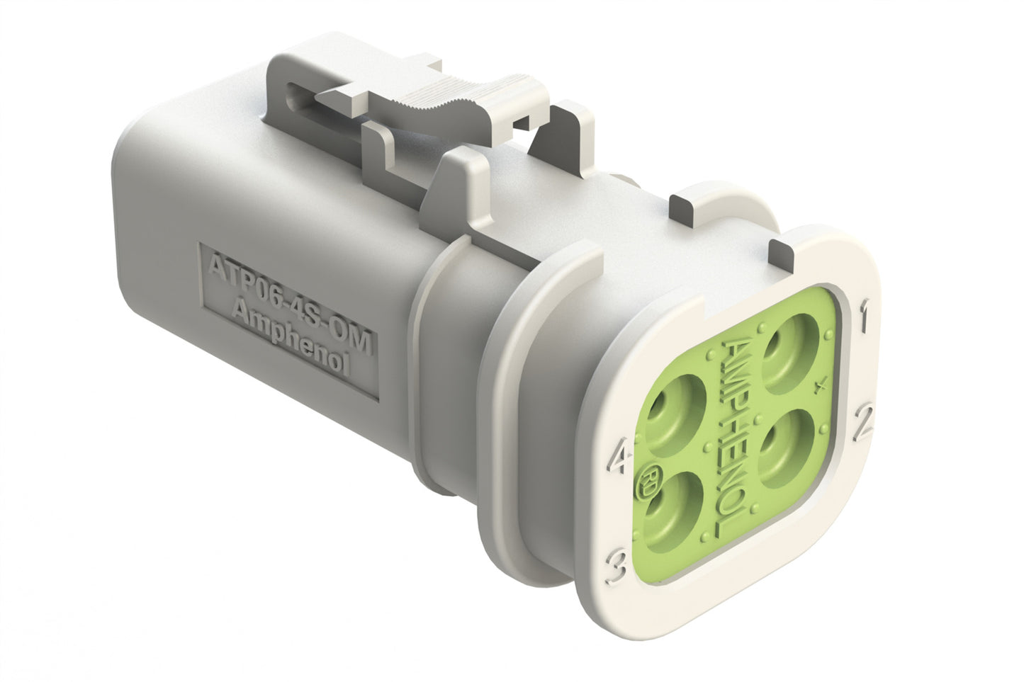 ATP06-4S-OMRDWHT 4 Position Plug, Socket, Overmold Compatible, Reduced Diameter Rear Seal, White