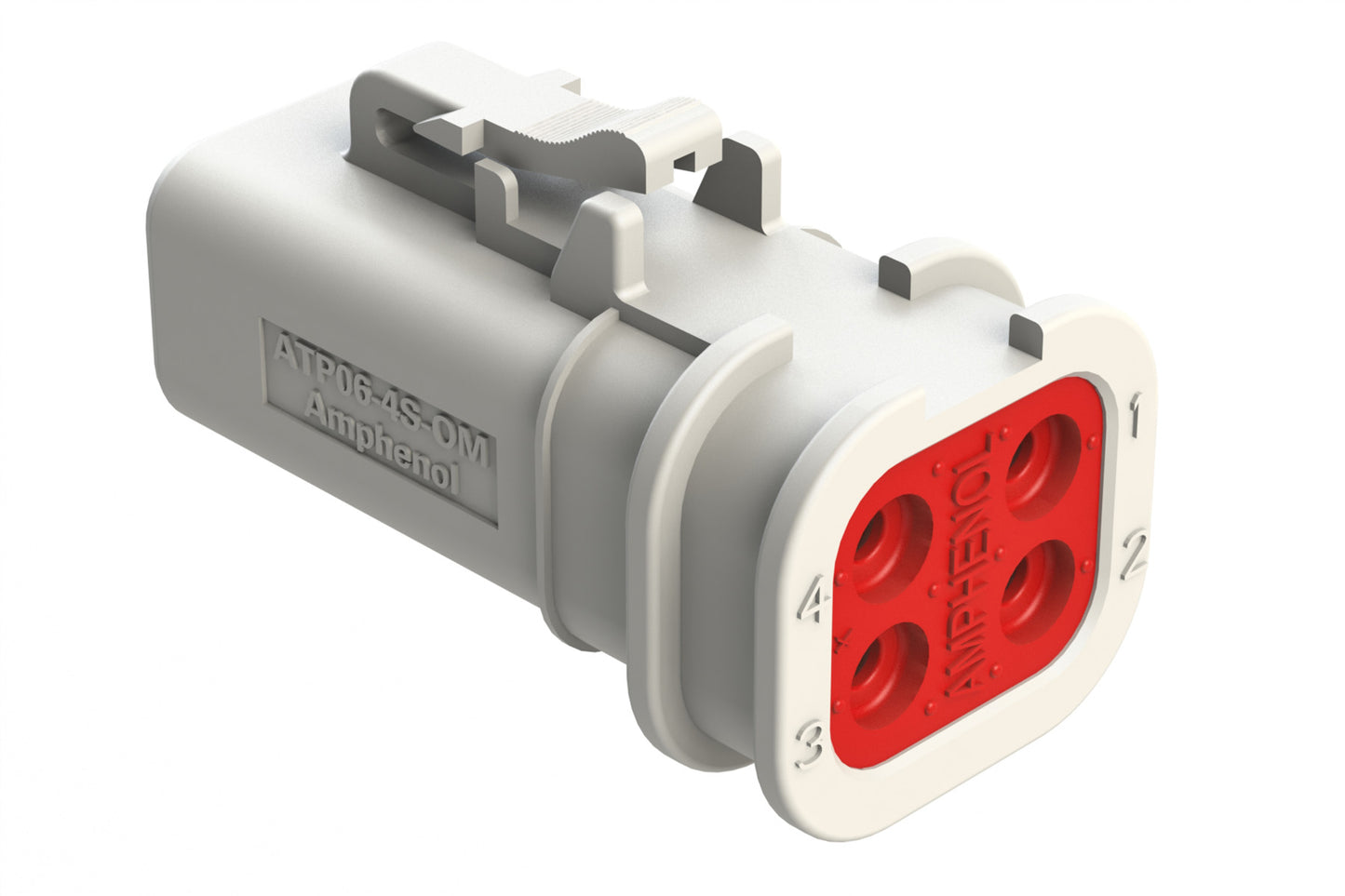 ATP06-4S-OMWHT 4 Position Plug, Socket, Overmold Compatible, Standard Diameter Rear Seal, White