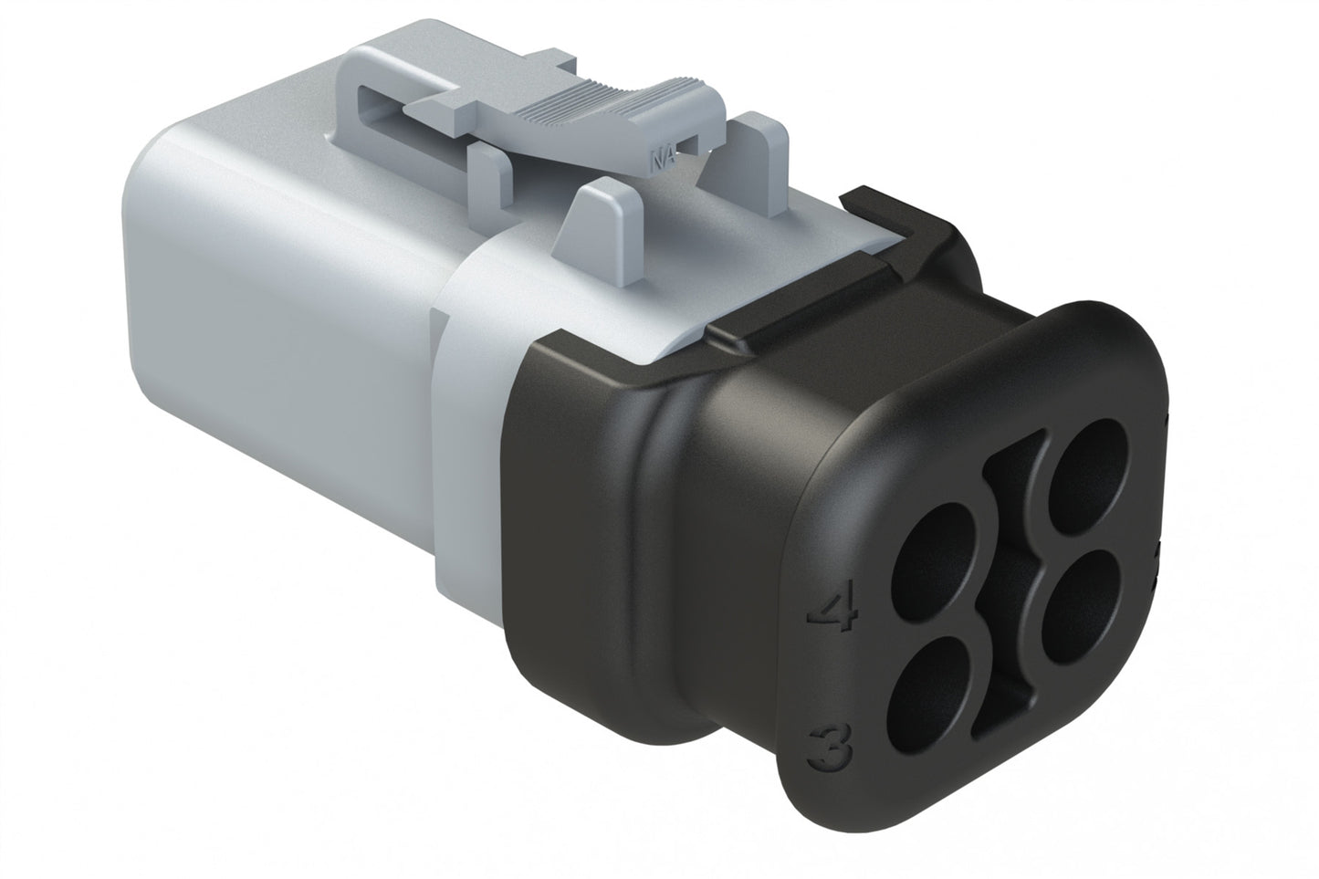 ATP06-4S-SR01 4 Position Plug, Socket, Strain Relief, Grey Body (Requires Wedgelock AWP-4S)