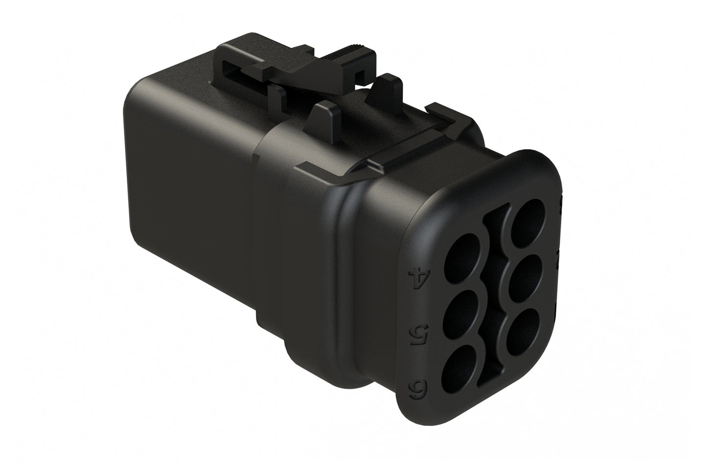 ATP06-6S-SR01BK 6 Position, Plug, Socket, SR01 Strain Relief (Standard Seal), End Cap, Black Body