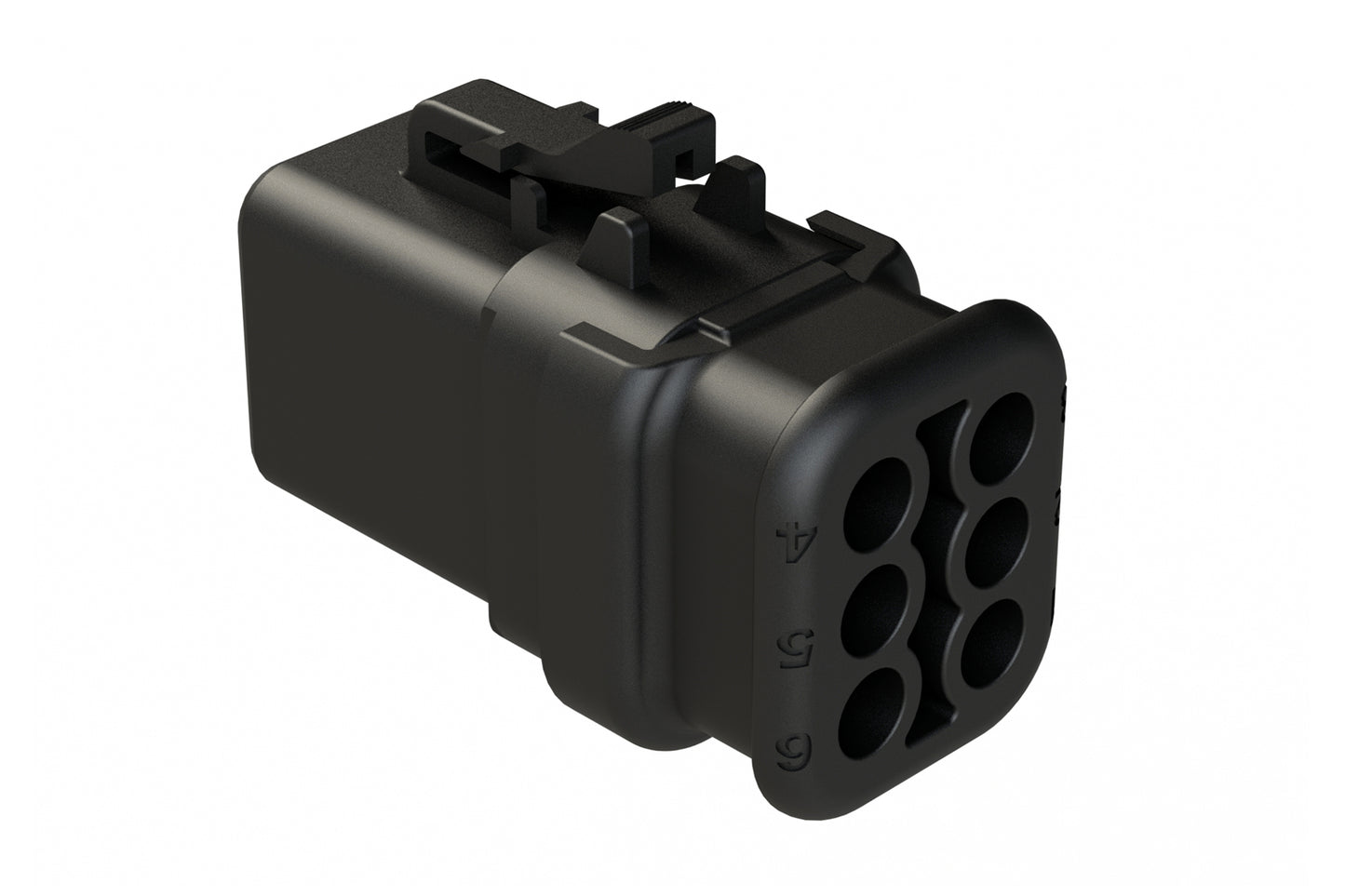 ATP06-6S-SR02BK 6 Position, Plug, Socket, SR02 Strain Relief (Reduced Diameter Seal), End Cap, Black Body