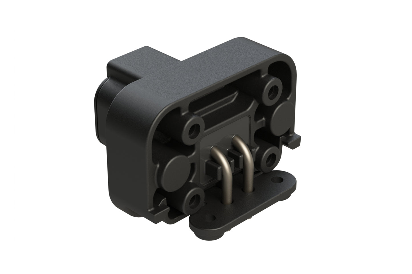 ATP13-2P-BM04BLK 2 Position 90° PCB Flange Mount Receptacle, molded tin Pins, potted, Black