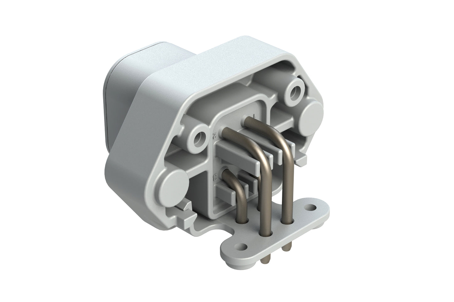 ATP13-4P-BM03GRY 4 Position 90° PCB Flange Mount Receptacle, molded tin Pins, Grey. DTP13-4P-E028